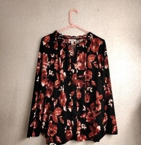 Croft & Barrow Women's Ruffled Collar & Keyhole Closure Tunic  Size L